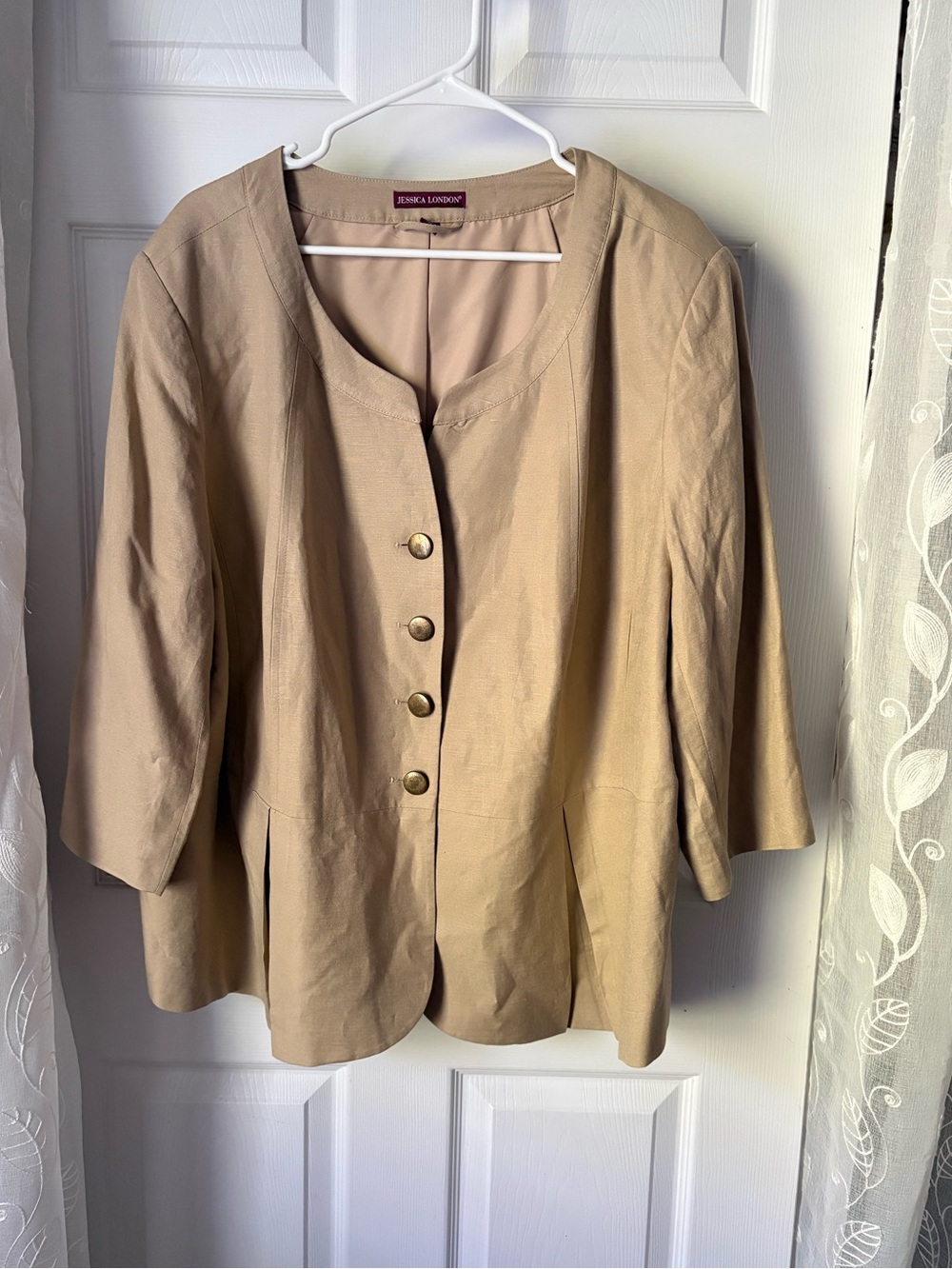 Jessica London linen blend blazer jacket button up women plus size 26